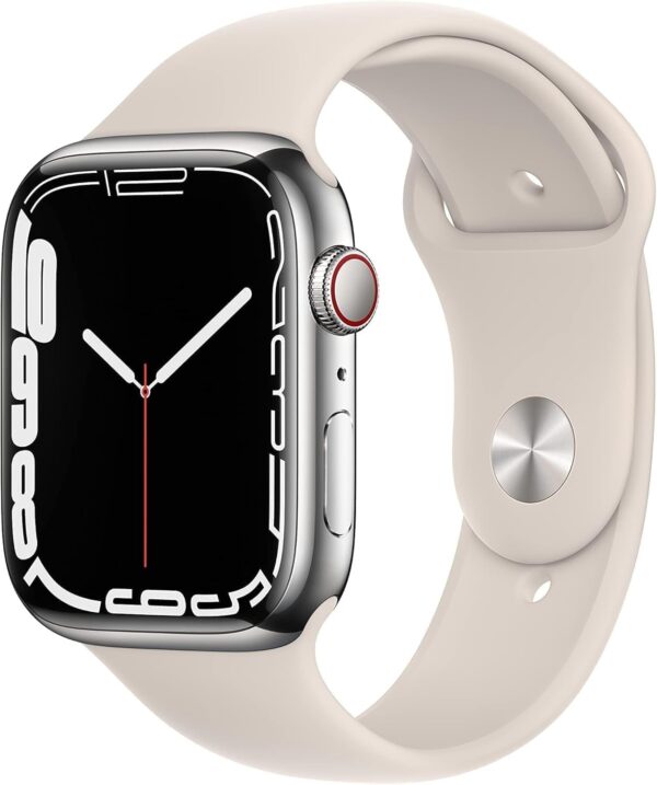 Apple Watch Series 7 (GPS + Cellular, 41mm) Starlight Aluminum Case with Starlight Sport Band, Regular (Renewed) - Image 4