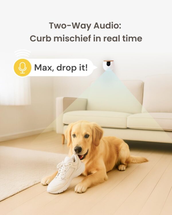 Furbo Mini Pet Camera: Security Cam w/Barking or Meowing Alerts, Cat or Dog Tracking w/Phone App, Smart Home Indoor Monitoring, 2-Way Speaker (Standard Features - No Subscription Required) - Image 5