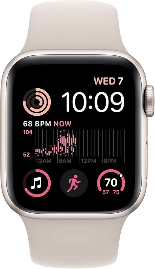 Apple Watch SE 2nd Gen (GPS, 40mm) - Starlight Case with Starlight Sport Band S/M (Renewed) - Image 2