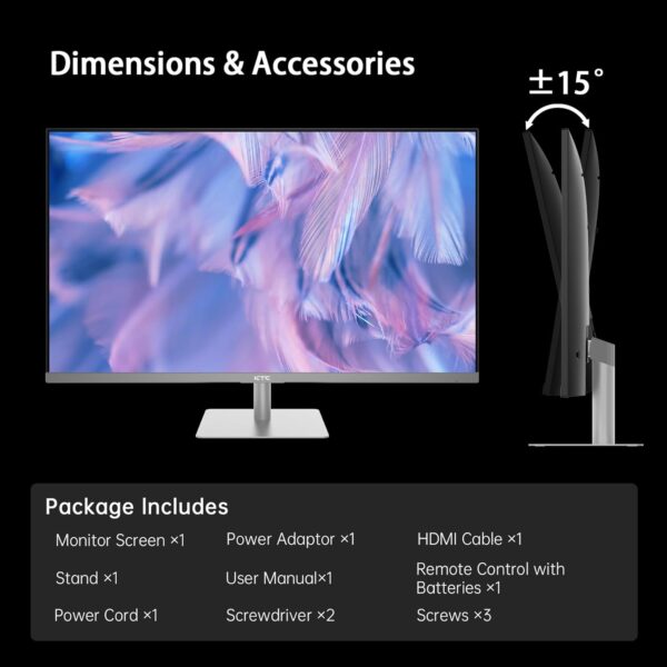 KTC 32 Inch 4K Smart Monitor with Google TV System 3840 * 2160P Netflix Licensed Type C 65W PD Speakers 5W*2 Dolby Audio Hey Google Voice Remote HDR WiFi Bluetooth VESA Tiltable 32 in Smart TV - Image 9