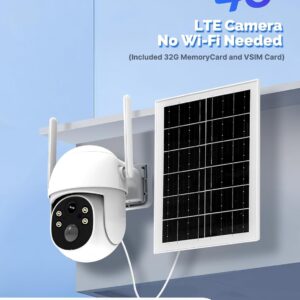 MOES 4G LTE Cellular Solar Security Camera, Lifetime Free Unlimited Data 2K Wireless Outdoor Surveillance, Color Night Vision, AI PIR Motion Sensor Detection, Built-in VSIM Card, 32GB Storage
