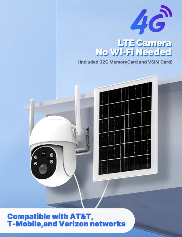 MOES 4G LTE Cellular Solar Security Camera, Lifetime Free Unlimited Data 2K Wireless Outdoor Surveillance, Color Night Vision, AI PIR Motion Sensor Detection, Built-in VSIM Card, 32GB Storage - Image 2