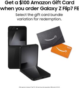 Read more about the article Samsung Galaxy Z Flip7 FE Cell Phone + Gift Card, 256GB AI Smartphone, Unlocked Android, Long Battery Life, 2025, US 1 Yr Manufacturer Warranty, Black