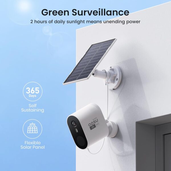 AOSU Solar Security Cameras Wireless Outdoor, 2K QHD Home Security System, 4-Cam Kit with 166° Ultra-Wide View, Cam-to-Cam Sync, 32GB Homebase Local Storage, Color Night Vision, No Monthly Fee - Image 6