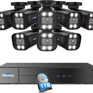 Hiseeu 3K Wired Outdoor Security Camera System with Audio,Smart Dual Light,5MP 8CH Surveillance DVR,8X5MP CCTV Cameras & 1TB Hard Drive,AI Human/Vehicle Detection,Smart Playback for Home Security