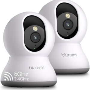 blurams Cameras for Home Security, 2K Pet Camera with Phone App, 360° PTZ Indoor Cameras, 2-Way Talk, Motion Tracking, Color/IR Night Vision, Cloud&SD, Works with Alexa (2Pack, 5GHz/2.4GHz Dual-Band)