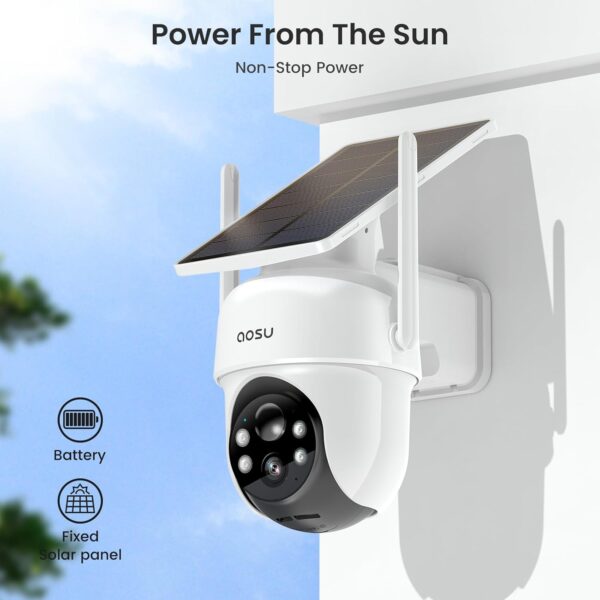 AOSU Security Cameras Outdoor Wireless, 4 Cam-Kit, No Subscription, Solar-Powered, Home Security Cameras System with 360° Pan & Tilt, Auto Tracking, 2K Color Night Vision, Easy Setup, 5G & 2.4G WiFi - Image 6