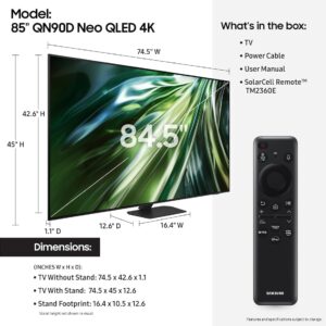 Samsung 75-Inch Class Neo QLED 4K QN90D Series Mini LED, Neo Quantum HDR+ Smart TV w/Dolby Atmos, Object Tracking Sound+, Motion Xcelerator, Real Depth Enhancer Pro, Alexa Built-in (QN75QN90D, 2024)