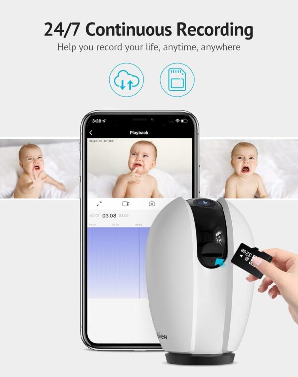 LaView Pan/Tilt Security Camera for Baby Monitor with Phone App (2 Pack+2 32GB SD Cards), 1080P WiFi Pet Camera Indoor, 360° Home Security Camera with Motion & Sound Detection, Two-Way Audio - Image 7