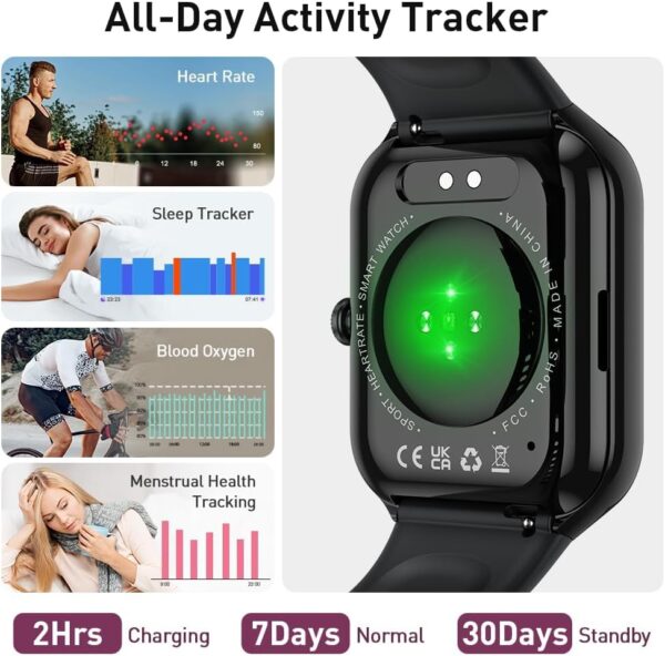 Smart Watch(Answer/Make Call), 1.96" HD Smartwatch for Men Women, 2025 Fitness Activity Tracker with Heart Rate/Sleep Monitor/Pedometer/110+ Sport Modes, IP68 Waterproof Fitness Watch for Android iOS - Image 4