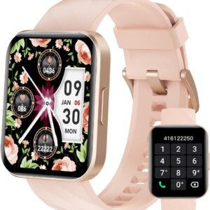 Smart Watch (Answer/Make Calls), 1.85″ Smart Watches for Women Men Digital Watch Fitness Tracker with 100+ Sport Modes Heart Rate Monitor for iOS Android Phones Waterproof (Light Pink)