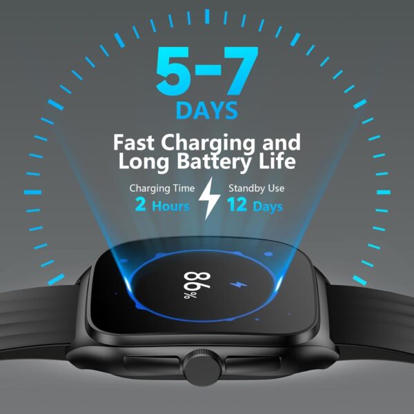 SOUYIE Smart Watch with SOS, 1.85" AMOLED Display Fitness Tracker, Heart Rate Blood Oxygen Sleep Monitor for Men Women, IP68 Waterproof Sport Watch, Answer/Make Calls, Compatible with Android iPhone - Image 6