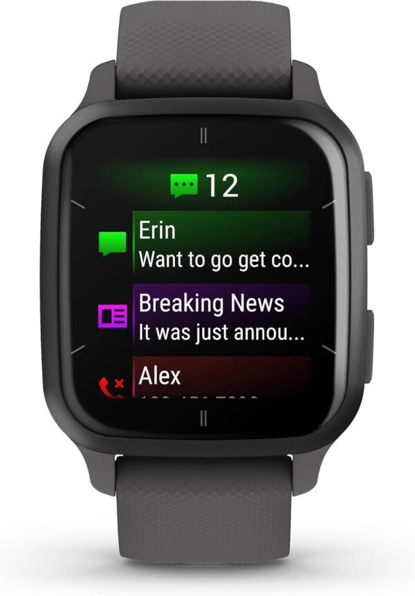 Garmin Venu® Sq 2 GPS Smartwatch, All-Day Health Monitoring, Long-Lasting Battery Life, AMOLED Display, Slate and Shadow Gray - Image 2