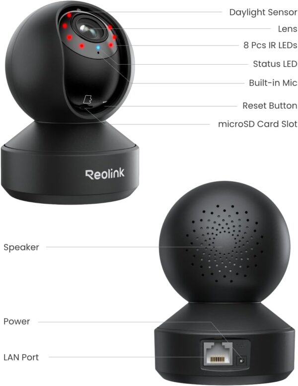 REOLINK Smart 4K UHD Pan & Tilt Dual-Band Wi-Fi 6 Indoor Security Camera with 3X Optical Zoom, Auto-Tracking, People/Pet Detection, Crying Sound Detection, Privacy Mode, Bluetooth Setup, E1 Zoom-Black - Image 8