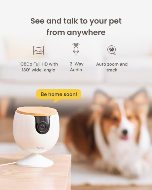 Furbo Mini Pet Camera: Security Cam w/Barking or Meowing Alerts, Cat or Dog Tracking w/Phone App, Smart Home Indoor Monitoring, 2-Way Speaker (Standard Features - No Subscription Required) - Image 2