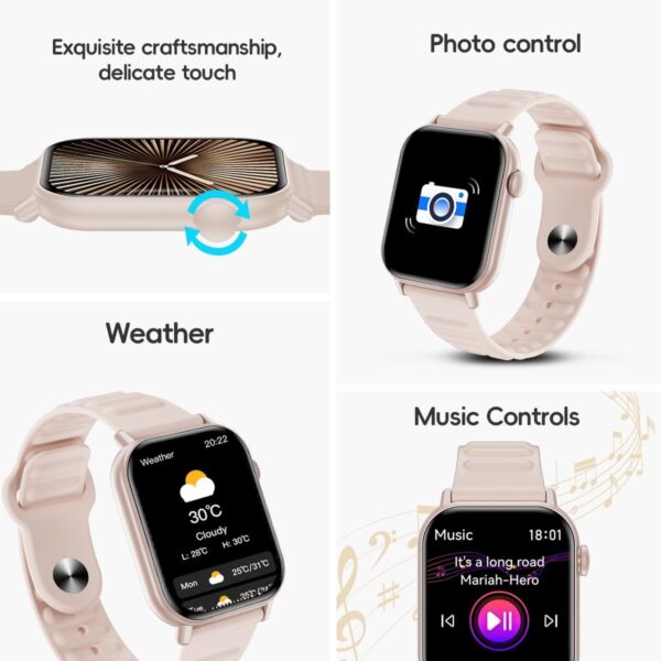 Smart Watch Sports Pedometer Fitness Tracker, Bluetooth Call Heart Rate Blood Oxygen Sleep Monitor, 100 Sports Modes Waterproof for iOS Android Men's Women's Smart Watch (Pink) - Image 7