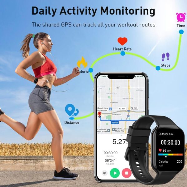 Smart Watch(Answer/Make Call), 1.96" HD Smartwatch for Men Women, 2025 Fitness Activity Tracker with Heart Rate/Sleep Monitor/Pedometer/110+ Sport Modes, IP68 Waterproof Fitness Watch for Android iOS - Image 5