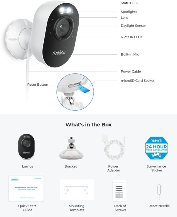 REOLINK Wireless Outdoor Security Camera Lumus 2K, Upgraded 4MP Spotlight Color Night Vision, 2.4/5GHz Dual-Band WiFi Plug in Camera, Smart Person/Vehicle/Animal Detection, Two-Way Talk, Local Storage - Image 8
