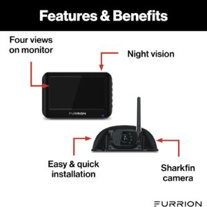 Furrion Vision S Wireless RV Backup Camera System with 4.3-Inch Monitor, 1 Rear Sharkfin, Infrared Night Vision, Wide-Angle View, Hi-Res, IP65 Waterproof, Motion Detection, Microphone – FOS43TASF