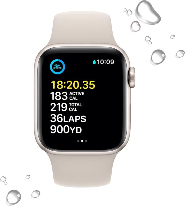Apple Watch SE 2nd Gen (GPS, 40mm) - Starlight Case with Starlight Sport Band S/M (Renewed) - Image 4