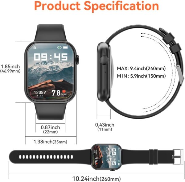 Hwagol Smart Watch (Answer/Make Call) 1.85inch Fitness Tracker, DIY Dials/Pedometer/Calories/Multiple Sport Modes/Voice Assistant, Smart Watches for Men Women Android iOS Phones - Image 8