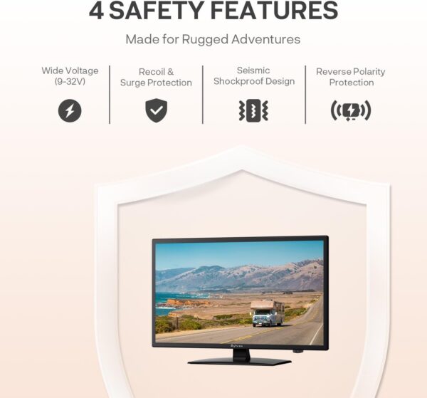 SYLVOX 19'' RV TV, Smart 12V HDTV W/DVD Player, Dual Power Options (12V DC/AC), Google OS & Google Assistant Compatibility, WiFi & Bluetooth, HDMI/USB Ports, Perfect for RVs, Campers, and Kitchens - Image 2
