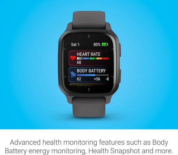 Garmin Venu® Sq 2 GPS Smartwatch, All-Day Health Monitoring, Long-Lasting Battery Life, AMOLED Display, Slate and Shadow Gray - Image 4