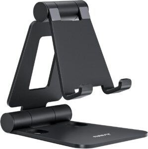 Read more about the article Nulaxy Dual Folding Cell Phone Stand, Fully Adjustable Foldable Desktop Phone Holder Cradle Dock Compatible with Phone 16 15 14 13 12 11 Pro Xs Xs Max Xr X 8, Nintendo Switch, All Phones