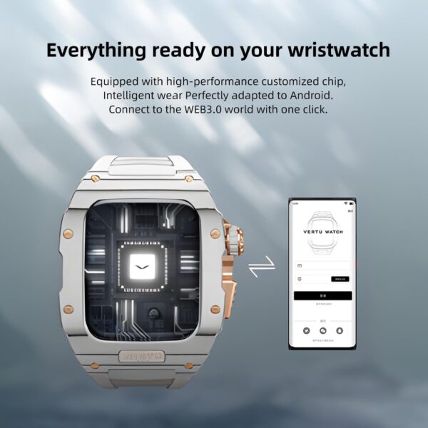 VERTU H1 Diamonds Luxury Smartwatch for Men - 1.85" Sapphire Display, Calls, Fitness Tracker, Android, 100+ Activity Modes, IP68 (White/Gold)​​ - Image 3