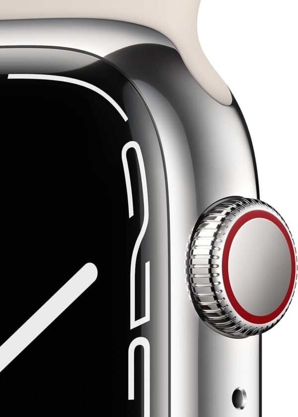 Apple Watch Series 7 (GPS + Cellular, 41mm) Starlight Aluminum Case with Starlight Sport Band, Regular (Renewed) - Image 3