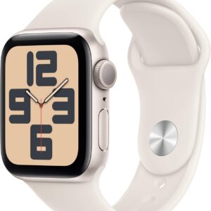 Apple Watch SE (2nd Gen) [GPS 40mm] Smartwatch with Starlight Aluminum Case with Starlight Sport Band S/M. Fitness and Sleep Trackers, Crash Detection, Heart Rate Monitor, Retina Display