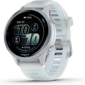 Garmin® Forerunner® 570, 42mm, Advanced GPS Running and Triathlon Smartwatch, AMOLED Display, Training and Recovery Features, Cloud Blue Aluminum with Translucent Whitestone/Cloud Blue Band
