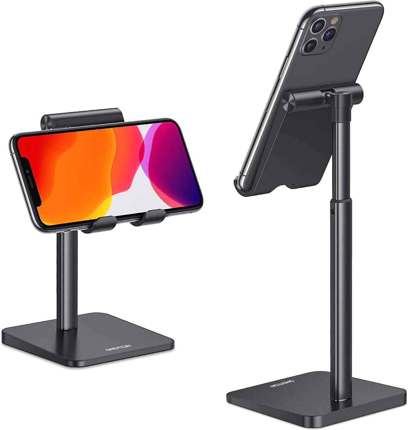 You are currently viewing Cell Phone Stand, OMOTON Adjustable Angle Height Desk Phone Dock Holder for iPhone SE 2/11 / 11 Pro/XS Max/XR, Samsung Galaxy S20 / S10 / S9 / S8 and Other Phones (3.5-7.0-Inch), Black