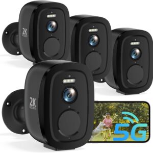 2.4G/5G WiFi Security Cameras Wireless Outdoor, 2K Home Security Camera with AI Motion Detection, Color Night Vision, IP66 Waterproof, 2-Way Audio, Siren, SD/Cloud, Works w/Alexa&Google Assistant 4PC