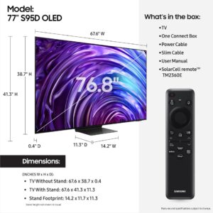 Samsung 77-Inch Class OLED 4K S95D Series HDR Pro Smart TV w/Dolby Atmos, Object Tracking Sound+, Motion Xcelerator, Real Depth Enhancer, 4K AI Upscaling, Alexa Built-in (QN77S95D, 2024 Model)