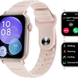 Smart Watch Sports Pedometer Fitness Tracker, Bluetooth Call Heart Rate Blood Oxygen Sleep Monitor, 100 Sports Modes Waterproof for iOS Android Men’s Women’s Smart Watch (Pink)