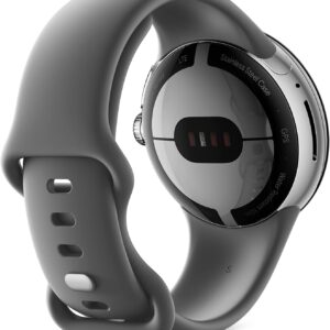Google Pixel – Android Smartwatch with Fitbit Activity Tracking – Heart Rate Tracking Watch – Polished Silver Stainless Steel case with Charcoal Active band – LTE