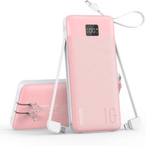 Read more about the article ANOUV Portable Charger with Built-in Cables&AC Wall Plug,10000mAh Power Bank,PD 22.5W USB-C Fast Charging External Battery Pack with LED Display Compatible with iPhones and All Smart Device（1 Pack）