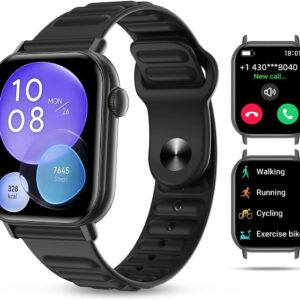 Smart Watch Sports Pedometer Fitness Tracker, Bluetooth Call Heart Rate/Blood Oxygen/Sleep Monitor, 100 Sports Modes Waterproof for iOS Android Men’s Women’s Smart Watch (Black)