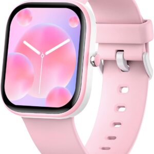Kids Watch with Fitness Tracker No Phone/APP Needed,19 Sport Mode,1.5″ DIY Dial,IP68 Waterproof,Sleep Monitor,Pedometers,Heart Rate,Great Birthday Gift for Boys Girls Teens 6-14 (Pink)