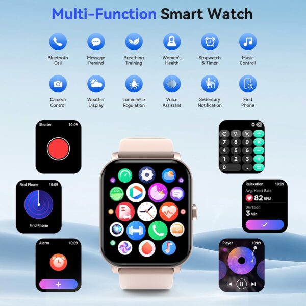 Smart Watch(Answer/Make Call), 1.85'' HD Smartwatch for Men Women, 2025 Fitness Tracker with 100+ Sport Modes, Heart/Sleep Monitor/Pedometer IP68 Waterproof Fitness Watch for Android iOS Rose Gold - Image 6