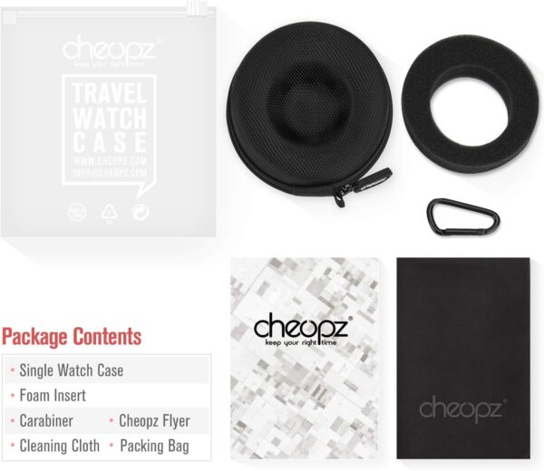 Cheopz Travel Watch Case Single Storage Box for Wristwatches & Smart Watches up to 50mm, Black - Image 6