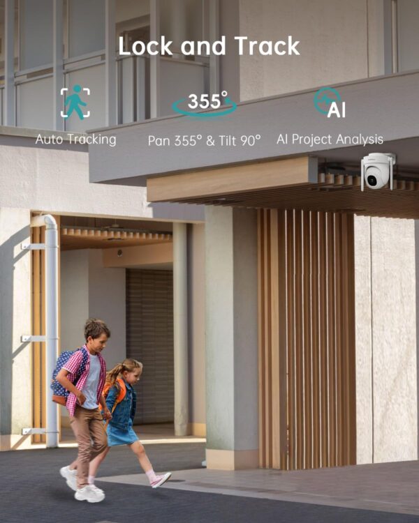 ZUMIMALL 5MP Security Camera Outdoor - 2.4G/5G WiFi, Wired Power 24/7 Recording | AI Motion & Noise Detection, 360° Auto Tracking, Color Night Vision | IP66 Weatherproof, Alexa Compatible - Image 6