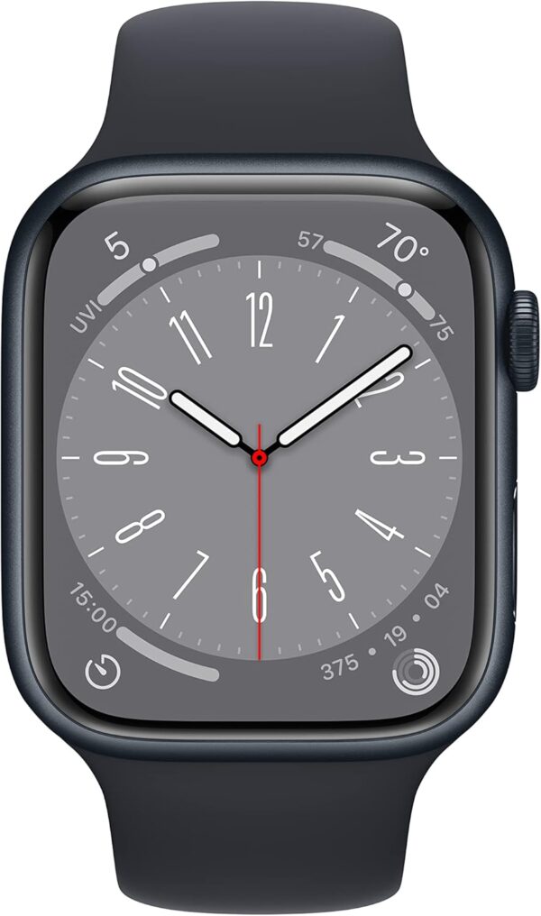 Apple Watch Series 8 (GPS, 45mm) Midnight Aluminum Case with Midnight Sport Band (Renewed Premium) - Image 2