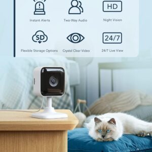 GNCC Indoor Security Camera Dog Camera 1080P Motion Detection, Cameras for Home Security with 2-Way Audio Siren, Night Vision, Cloud & SD Card Storage, Works w/Alexa & Google Home, 2.4G WiFi(only), C2
