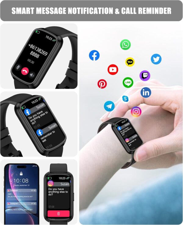 Fitness Tracker, Smart Watch for Women Men with 24/7 Heart Rate/Blood Pressure/Blood Oxygen Monitor,Sleep Tracker,Step & Calorie Counter, IP68 Waterproof Fitness Watches Compatible with Android&iPhone - Image 2