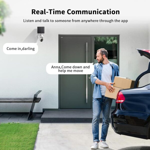 SEHMUA 2K Solar Security Cameras Wireless Outdoor, 2 Pack 360° View Pan/Tilt WiFi Security Camera Outside with Color Night Vision,Easy to Install, PIR Alarm, 2-Way Audio - Image 7