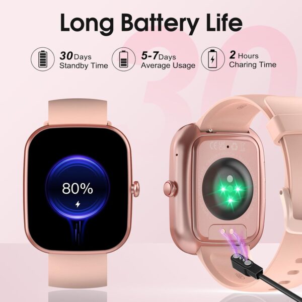 Smart Watch, 1.91" HD Screen Smartwatch for Men Women(Answer/Make Call), Fitness Watch with Heart Rate/Sleep Monitor/Steps Monitor, 110+ Sports Modes, IP68 Activity Trackers, Rose Gold - Image 7