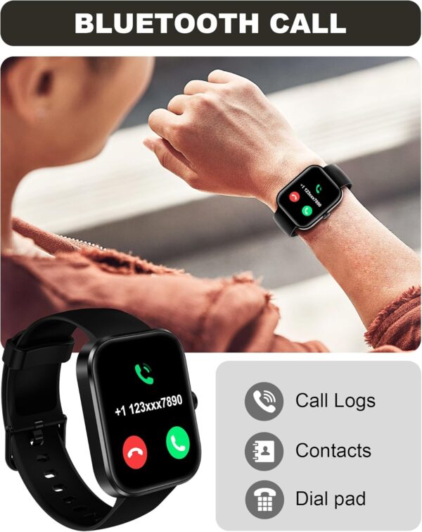 Smart Watch for Men Women(Answer/Make Call)-1.91" HD Fitness Smartwatch with Sleep/Heart Rate/spO2 Monitor, 113+ Sport Modes, IP68 Waterproof Smart Watch for Android iOS,Black - Image 2