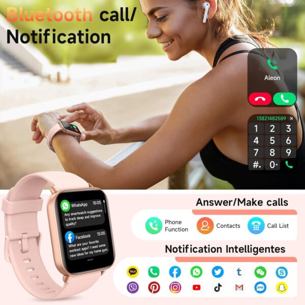 Smart Watches for Women Android & iPhone, Alexa Built-in, 1.85" Fitness Tracker with Answer/Make Calls, IP68 Waterproof Fitness Watch,Heart Rate, Sleep, SpO2 Monitor,Pedometer, Pink - Image 2